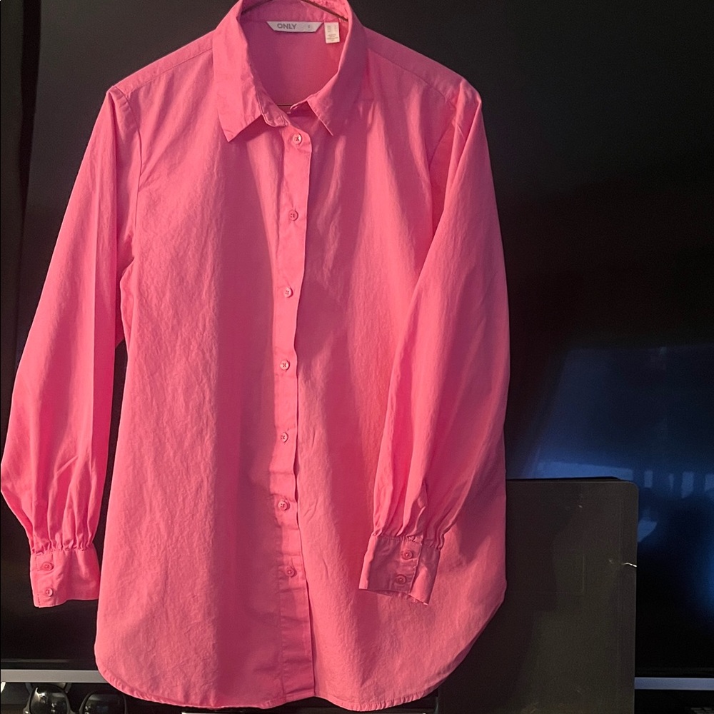 Only Vibrant Pink Long Sleeve Shirt